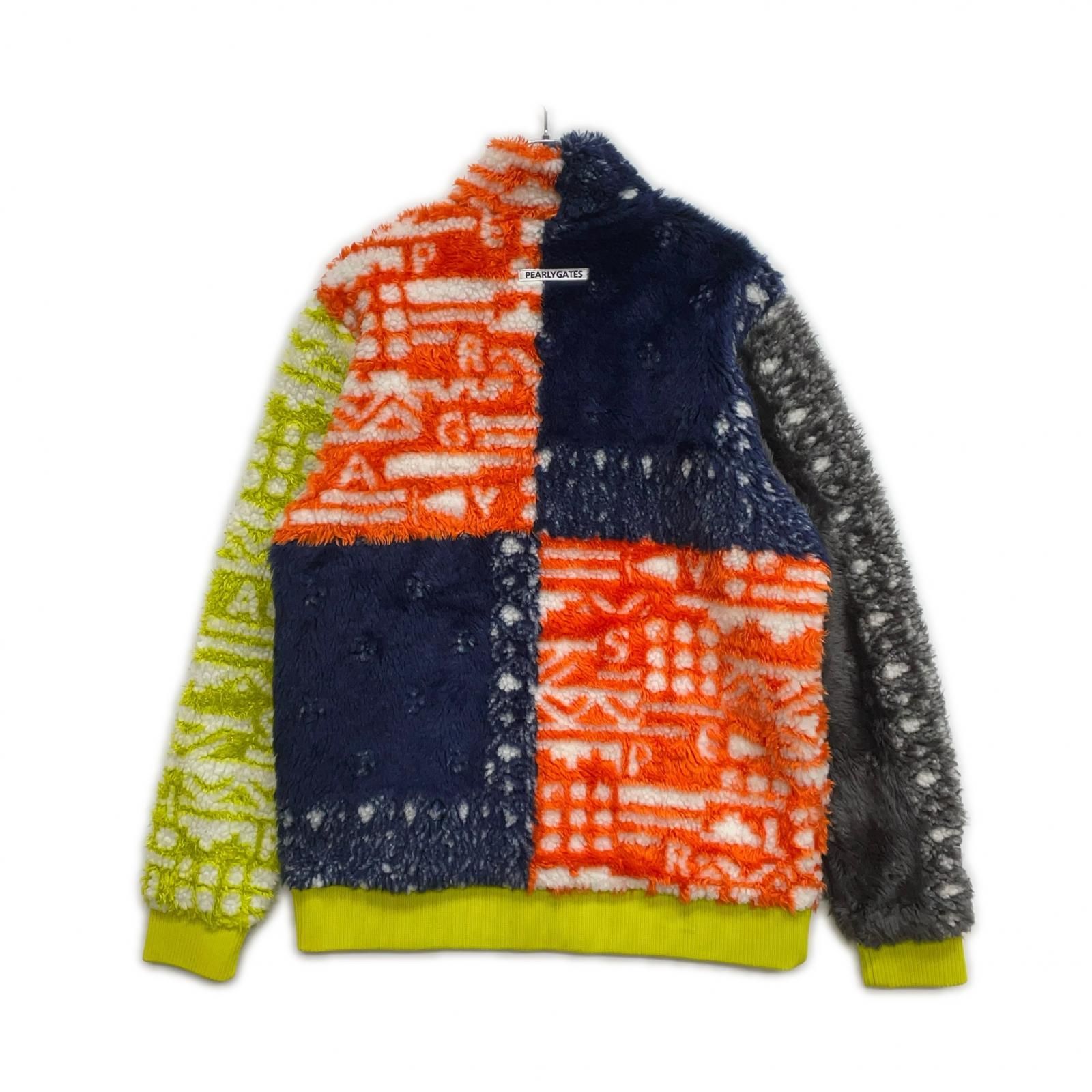 メンズ パーリーゲイツ PEARLY GATES フルジップアウター 5 L 紺×オレンジ×黄緑 保温 メッシュ裏地