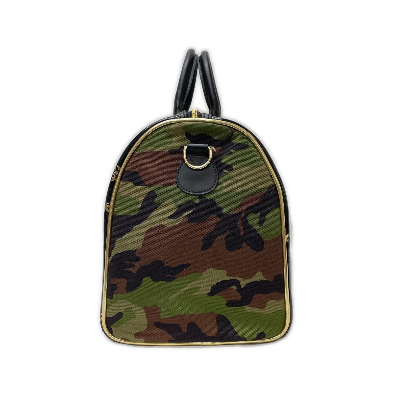 中古 マークアンドロナ MARK&LONA ボストンバッグ 黒×金×カーキ