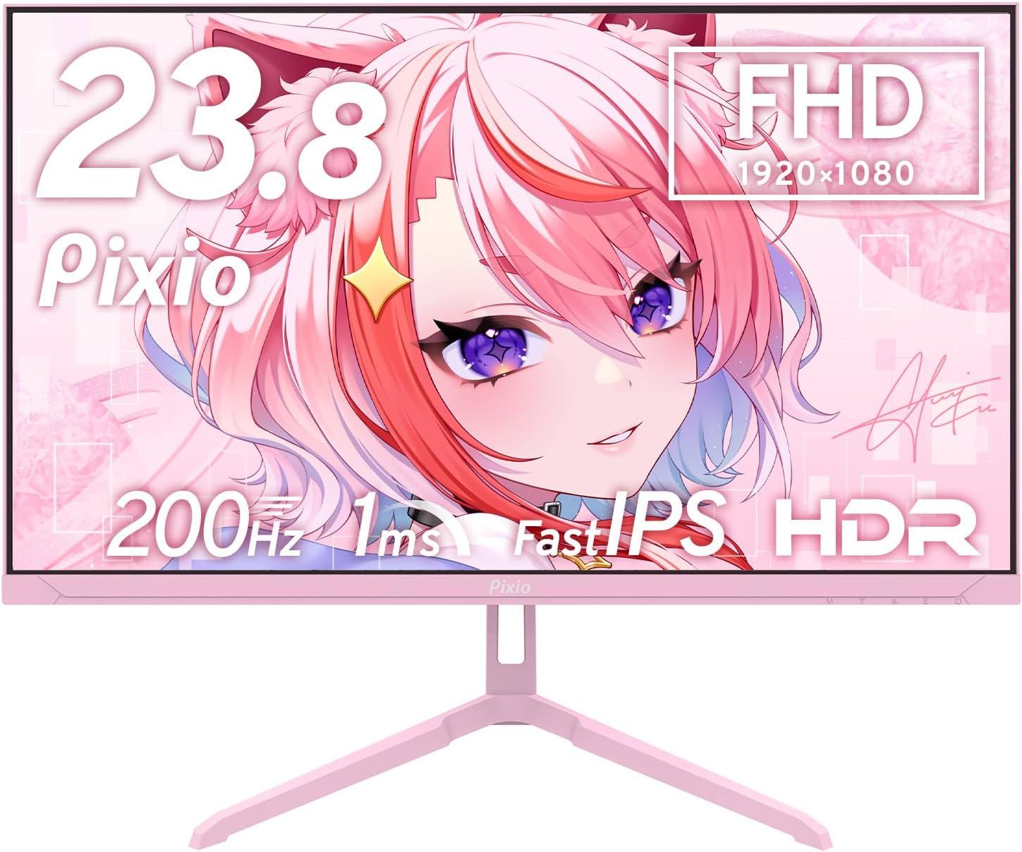 Pixio PX 246 WAVEK ゲーミングモニター 23 8インチ FHD 120 Hz IPS パステルピンク
