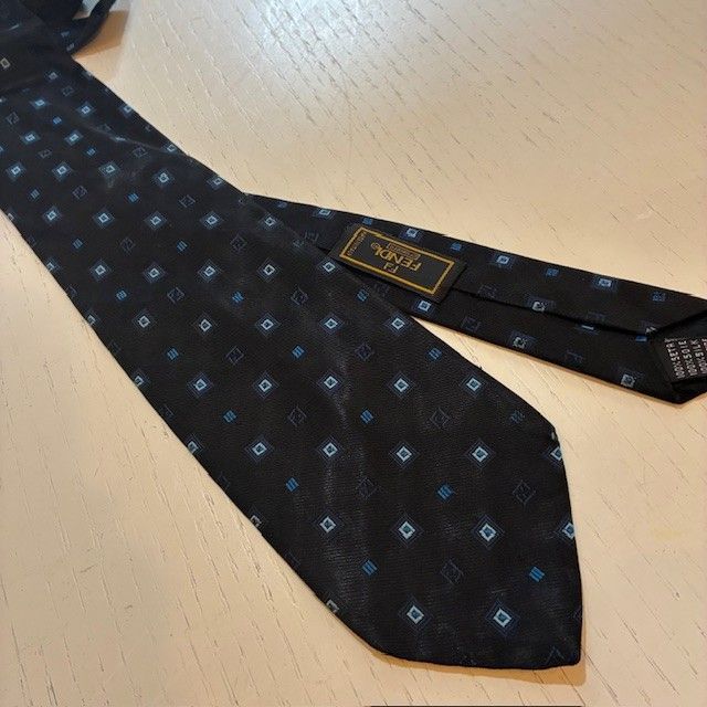 フェンディ FENDI ズッカ柄 FFロゴ ネクタイ ブルー系 シルク