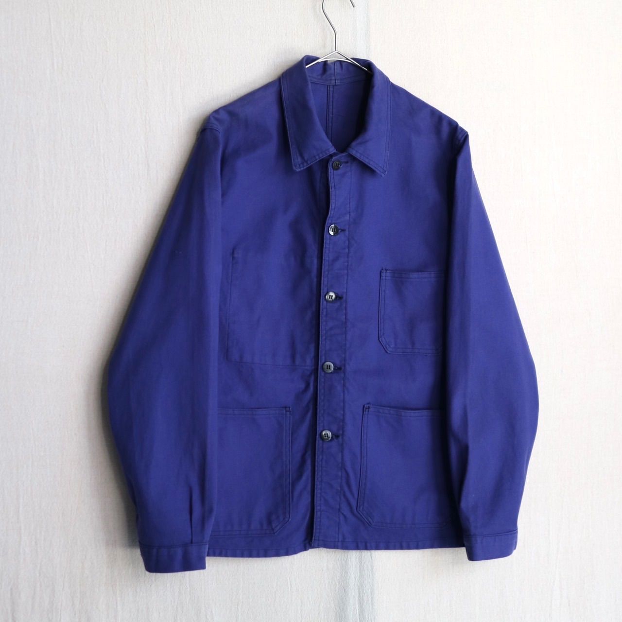 フランス製 Vintage ワーク ジャケット / 44 コットン ネイビー