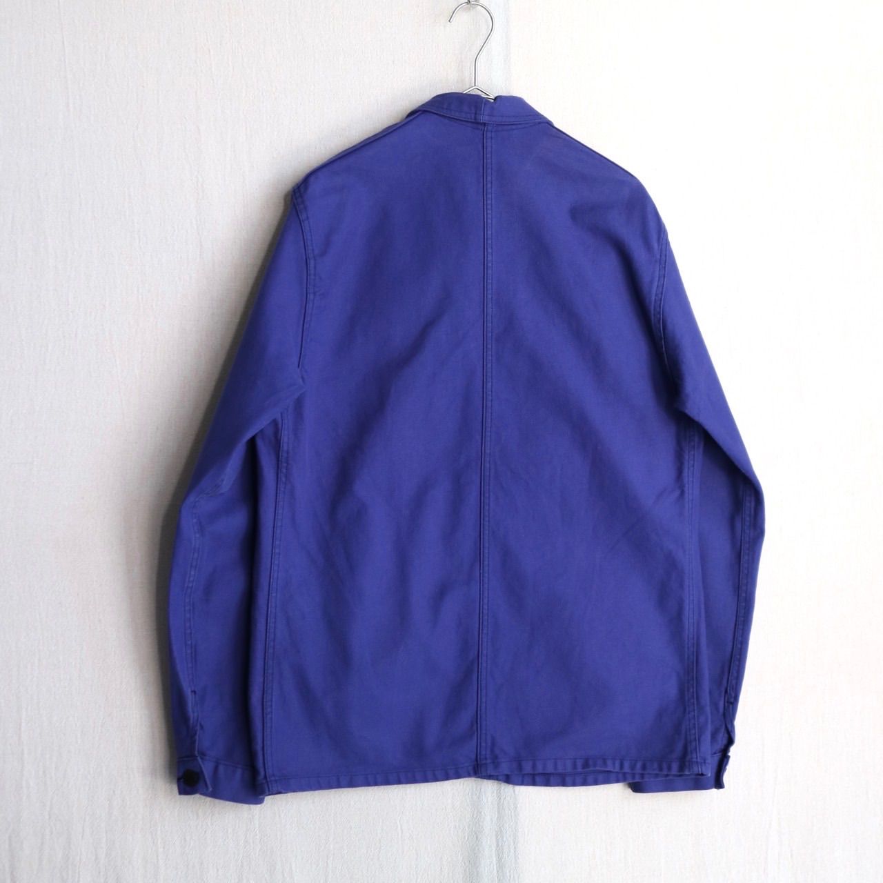 美品 コットン フレンチユーロワークジャケット カバーオール ネイビー 0d2c81915eaa451f859ff58f54df9a