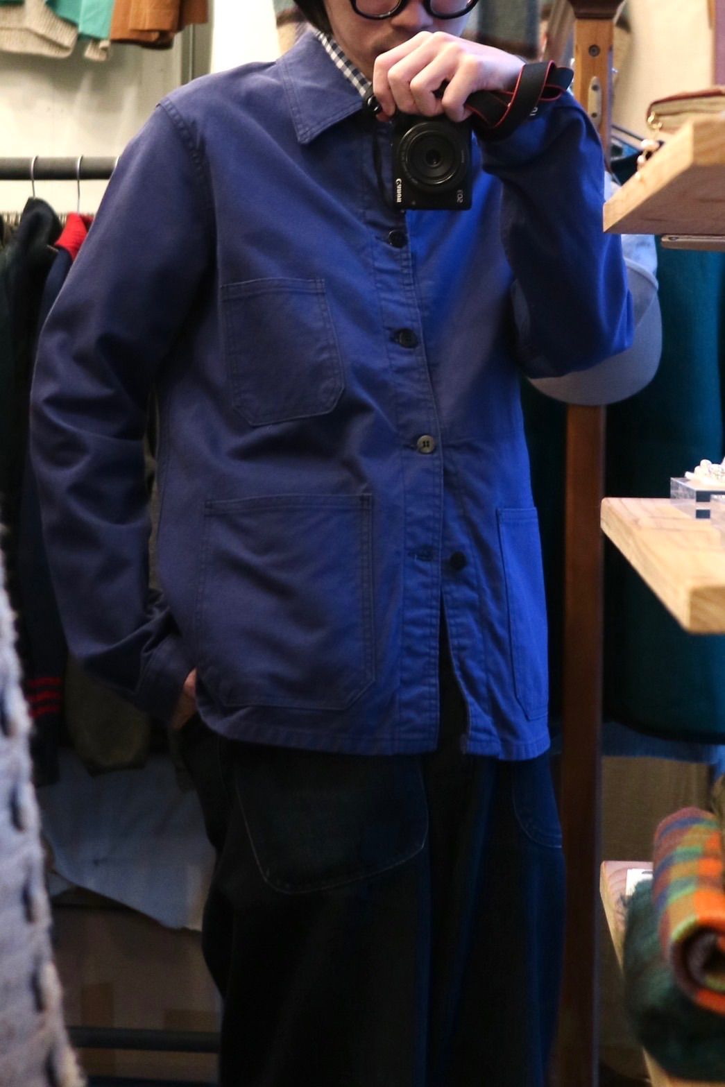 フランス製 Vintage ワーク ジャケット / 44 コットン ネイビー