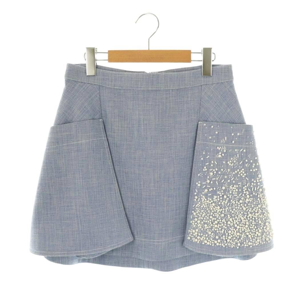 クリスチャンディオール Christian Dior ビーズ刺繍台形スカート I42