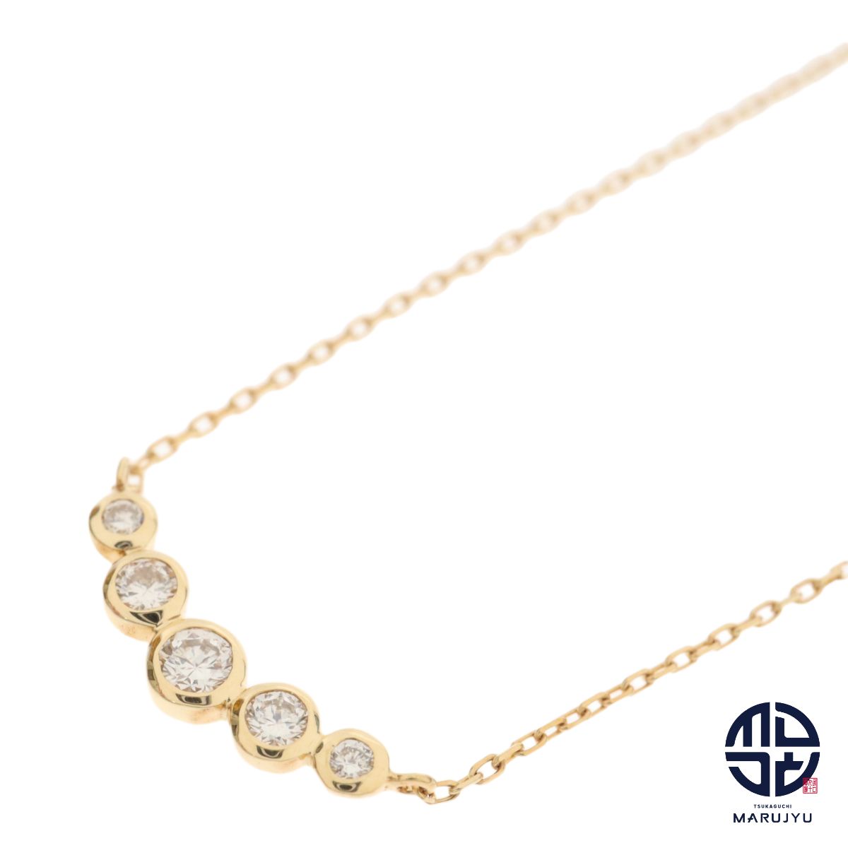 ete エテ K18YG 18金イエローゴールド ダイヤ0.14ct 5P ネックレス 