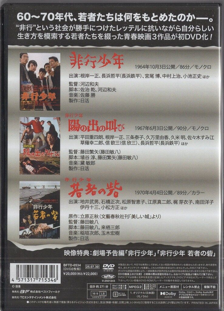 ドラマDVD 劇映画 非行少年シリーズ/昭和の名作ライブラリー 第161集