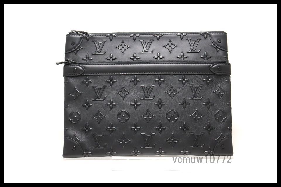LOUIS VUITTON モノグラムシール トランク ドキュメント レザー クラッチバッグ ルイヴィトン 1204 qy 34832