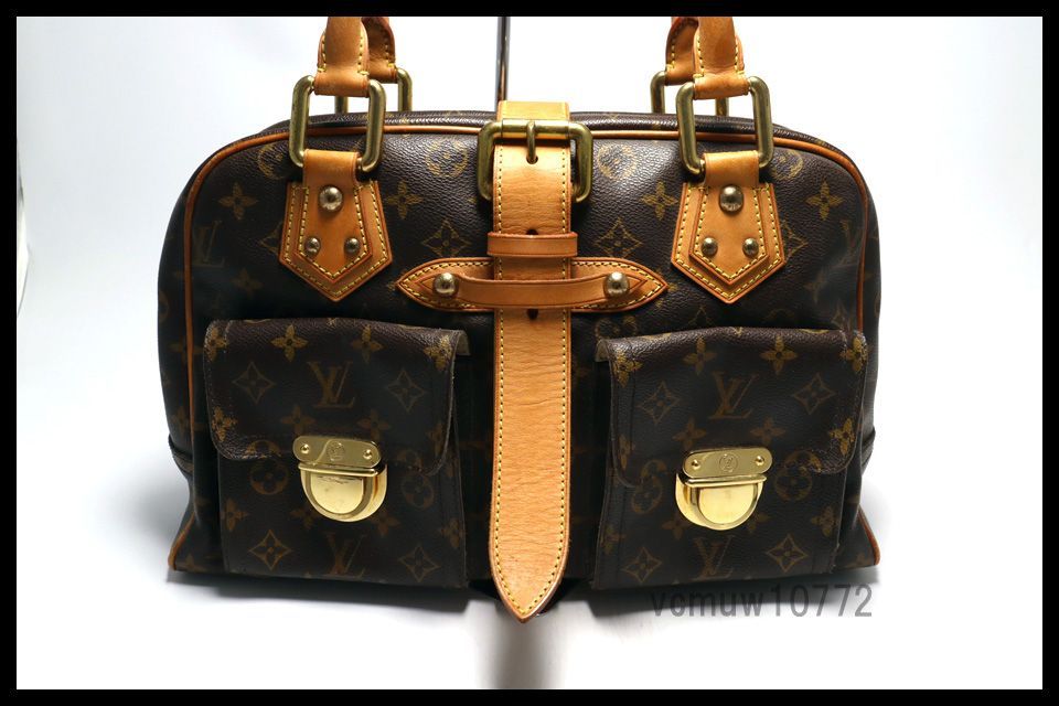 □LOUIS VUITTON モノグラム マンハッタンGM レザー ショルダーバッグ