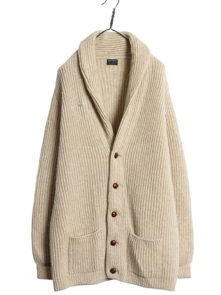 70s スコットランド製 ☆ ブルックスブラザーズ ショールカラー ニット