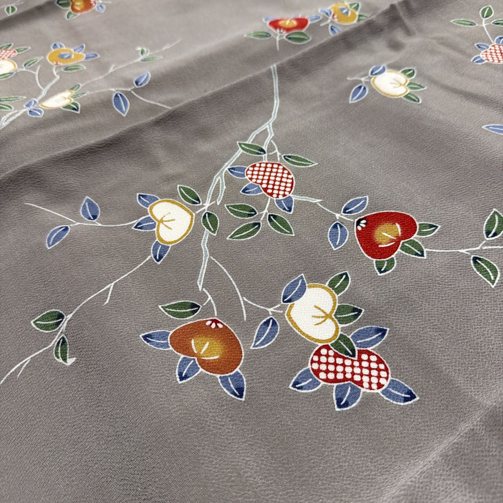 栗山吉三郎 小紋 正絹 浜ちりめん 縮緬 グレー - メルカリ