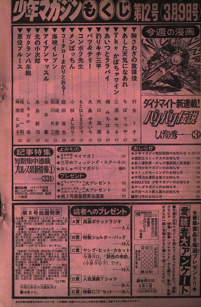 講談社 1983年(昭和58年)の漫画雑誌 週刊少年マガジン1983年(昭和58年