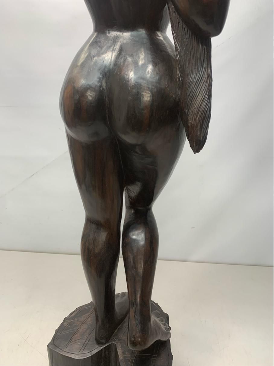 最高級】バリ島 木彫り 女性像 100cm 黒檀 エボニー 一刀彫 美人像