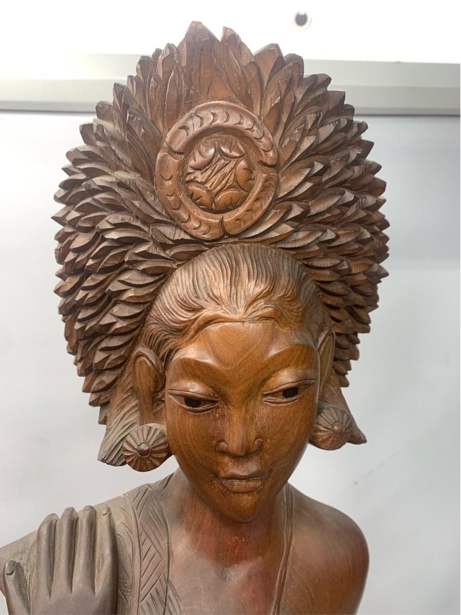 バリ島 木彫り 女神像 101cm 13kg 唐木 彫刻 オブジェ 高級インテリア