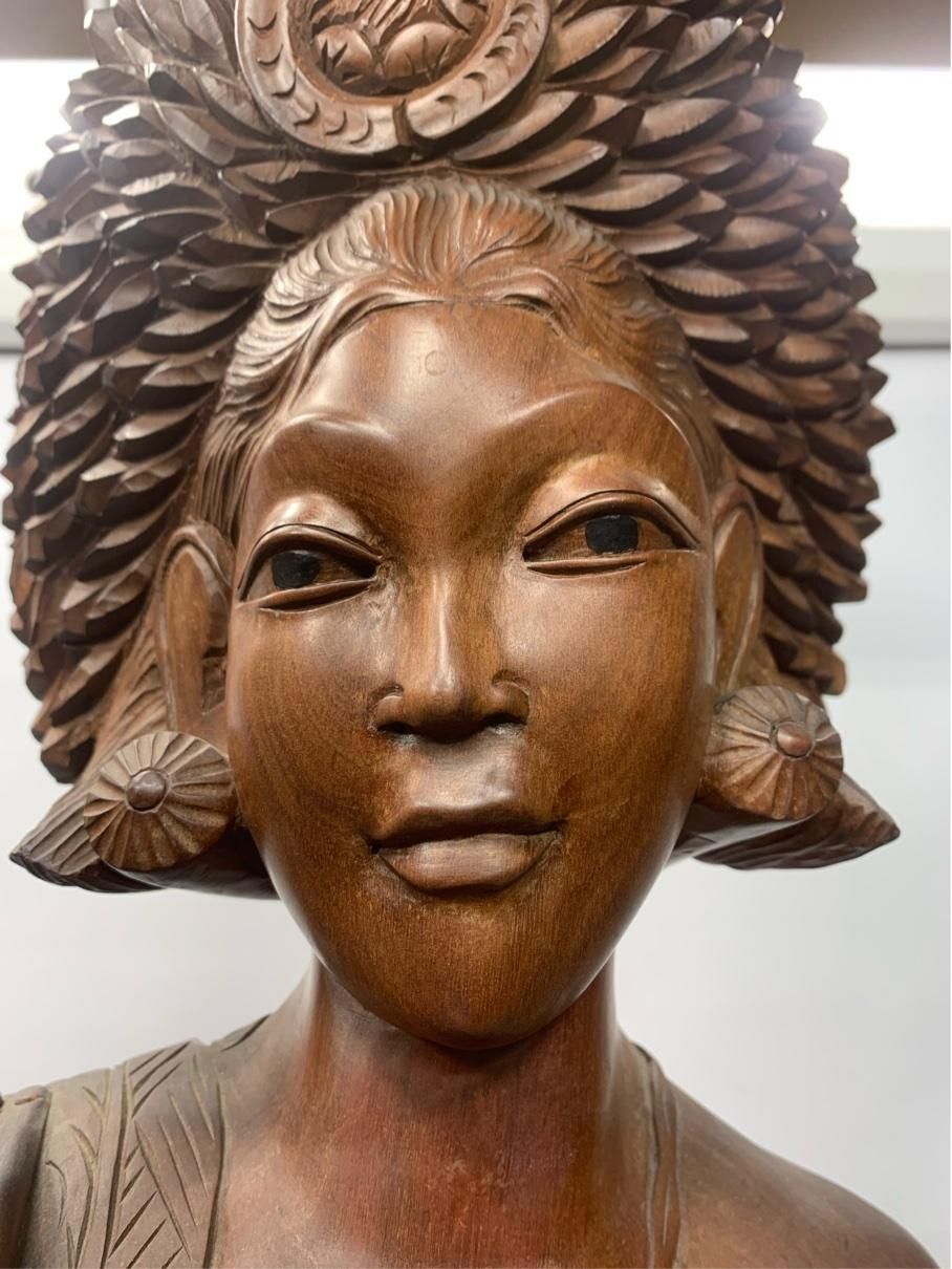 バリ島 木彫り 女神像 101cm 13kg 唐木 彫刻 オブジェ 高級インテリア