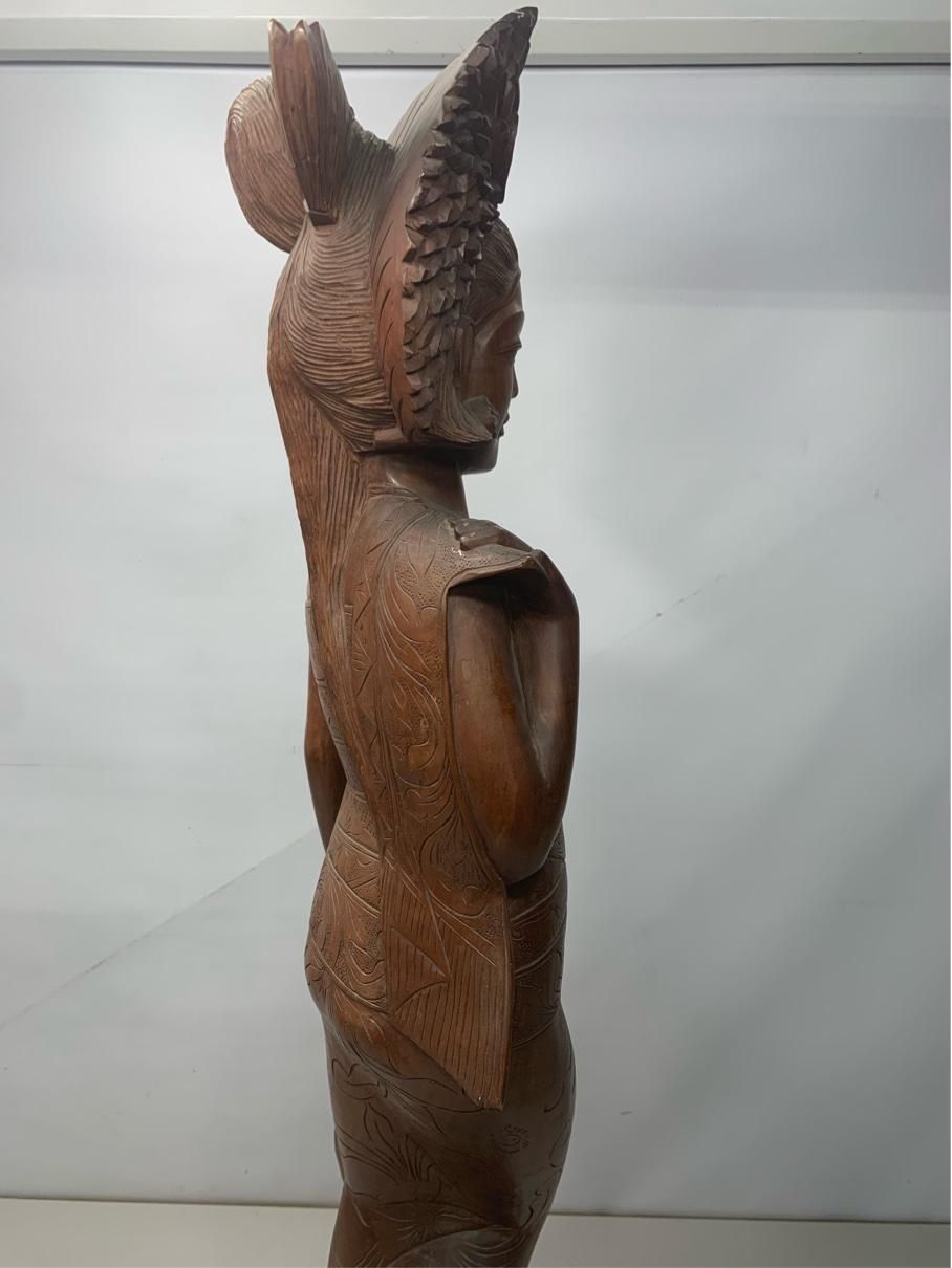バリ島 木彫り 女神像 101cm 13kg 唐木 彫刻 オブジェ 高級インテリア