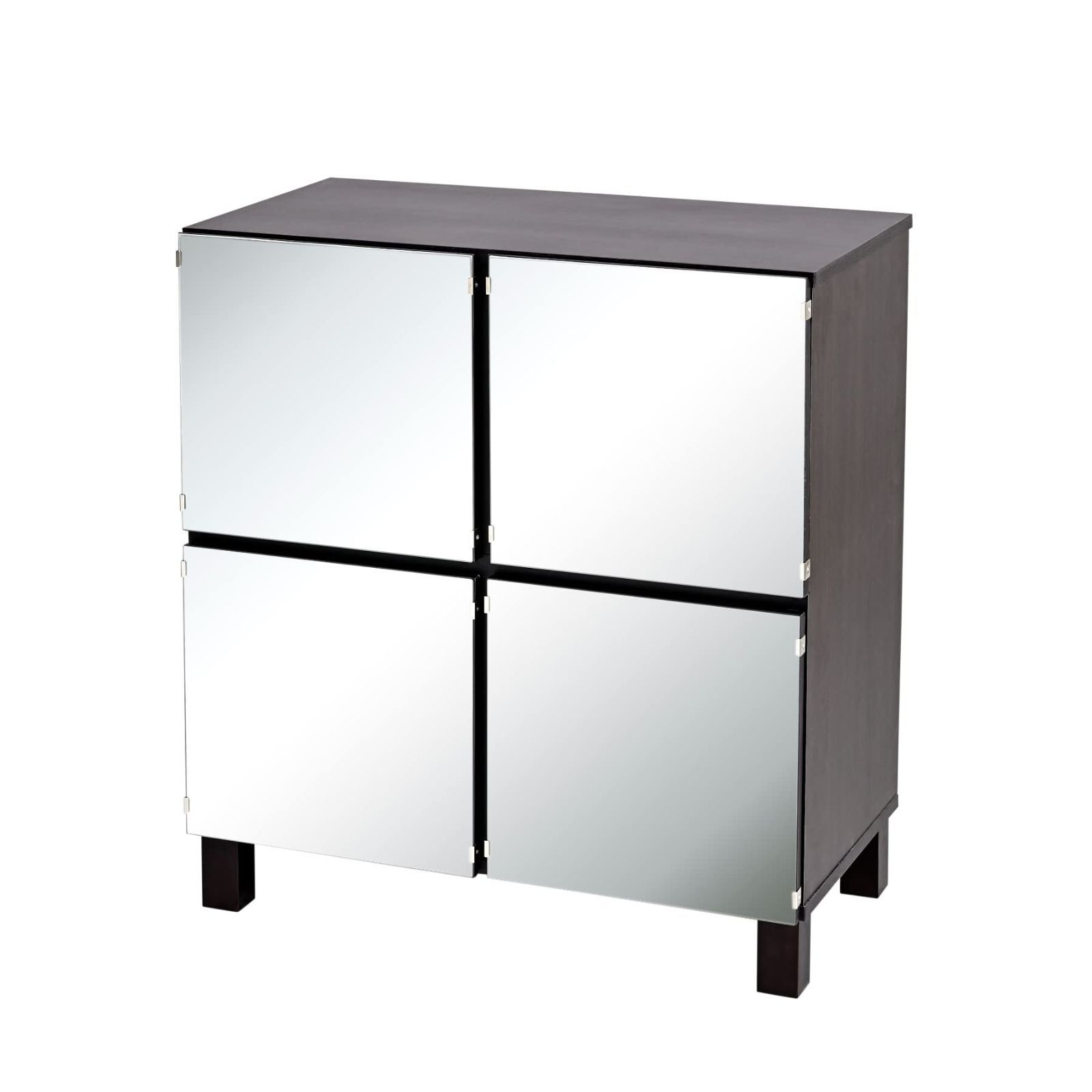 商品 JKプラン ミラーキャビネット 木製 ラック 扉付き サイドボード キャビネット おしゃれ 北欧 鏡 収納付き リビング収納棚 扉 75幅 高さ85 FMC 0008 DB