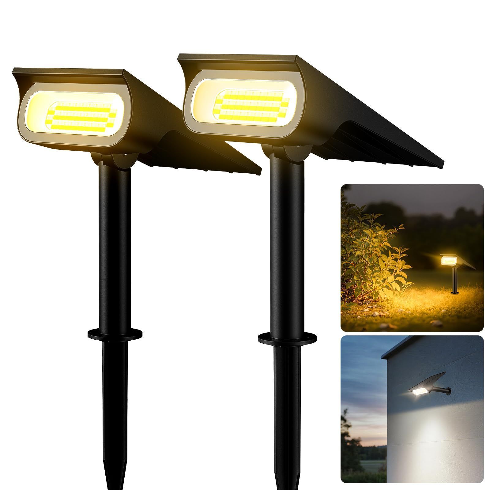 特価 センサーライト 屋外 ソーラー 防水 スポットライト ガーデンライト【業界最大4000mAH・調光調色】 2個入り（電球色 昼白色 昼光色） intelamp 埋め込み式 イルミネーション 取り付け簡単 
