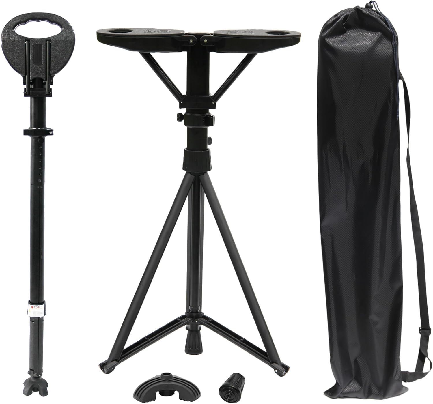 高さは95 cmまで調整 軽量 登山歩行支援 おでかけ 行列 ステッキチェア テーマパーク 遊園地 安定性高い アウトドア スポーツ観戦 ４点 散歩 高齢者 椅子になる杖 旅行 釣り 折りたたみ杖 敬老の日 バッグ付き