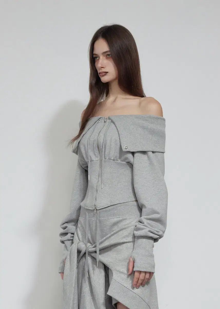 BOHEMSEO ボヘミアンソウル コルセット オフショルダー ジップアップ グレー