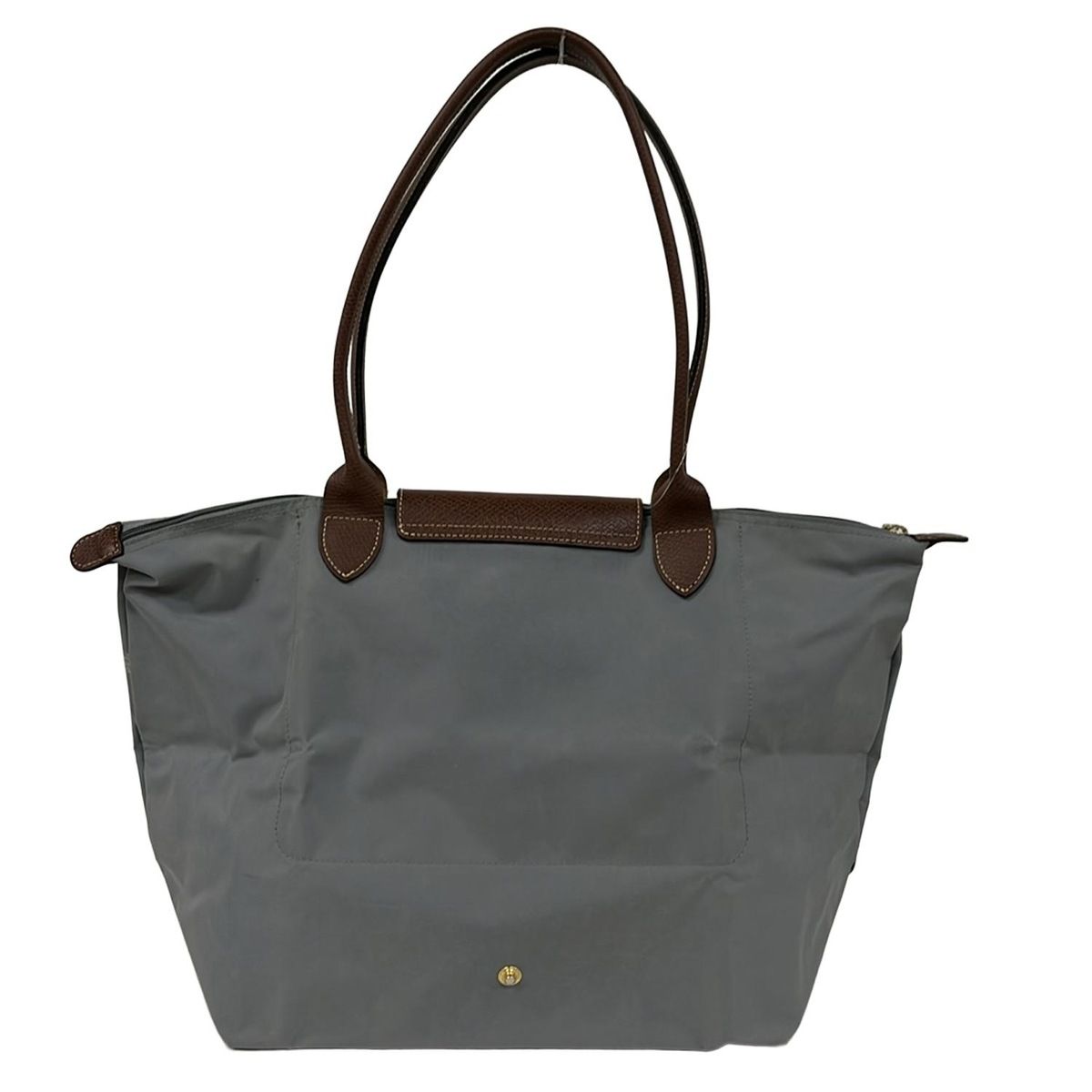 LONGCHAMP グレー レザー ショルダーバッグ