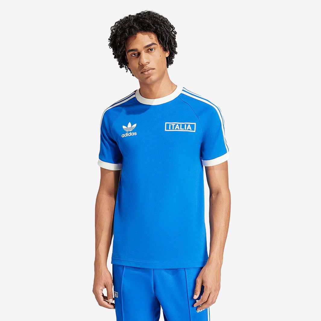 adidas Originals イタリア代表 3 S Tシャツ 青 スリムフィット