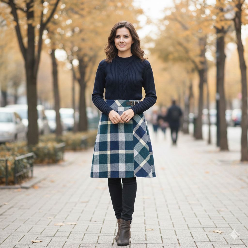 ブルーレーベルクレストブリッジ ケーブル編み メガチェック ストラップレザー