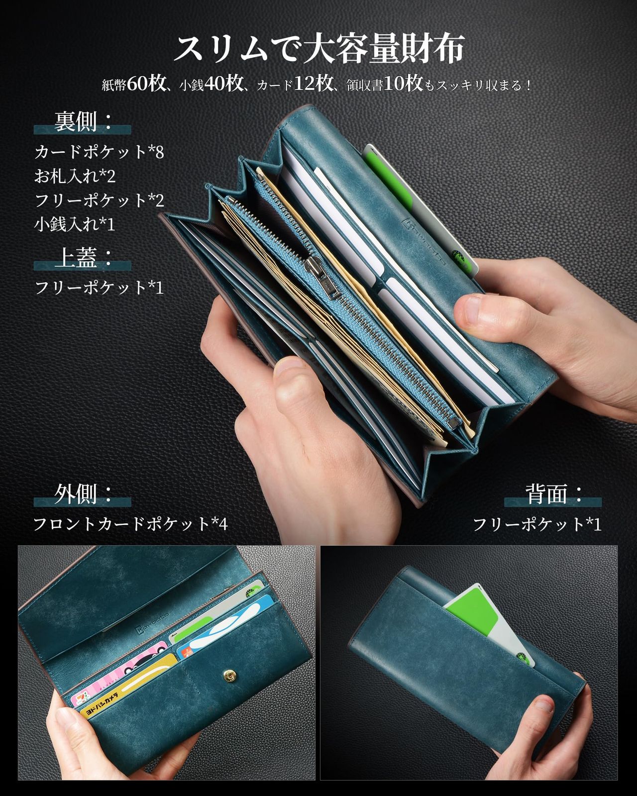 Kawaoto] 財布 メンズ 長財布 プエブロレザー 本革 日本製 小さい長