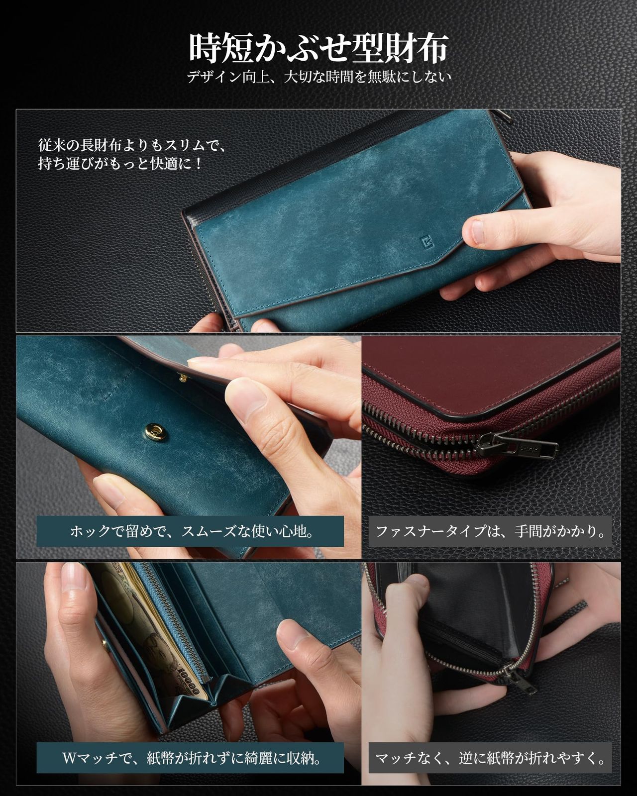 KAWAOTO 長財布 メンズ かぶせ型 Kawaoto] 財布 メンズ 長財布 プエブロレザー 本革 日本製 小さい長