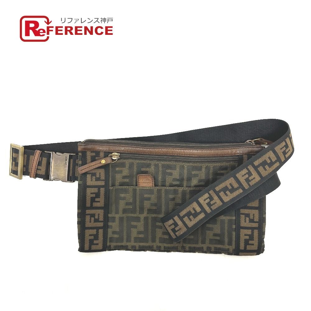 FENDI フェンディ ウエストバッグ ズッカ柄 キャンバス ブラウン