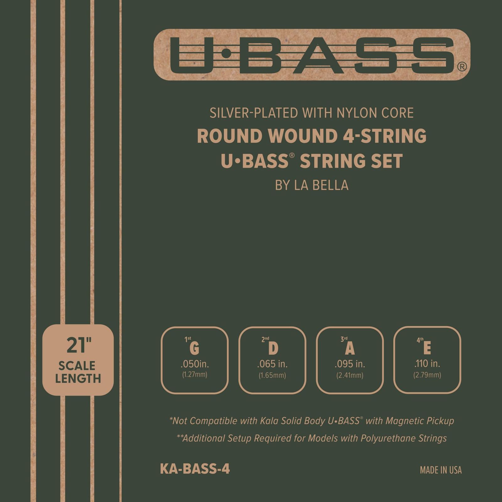 KALA ベース弦セット ウクレレベース ワウンドタイプ KA-BASS4 U-BASS [4弦]
