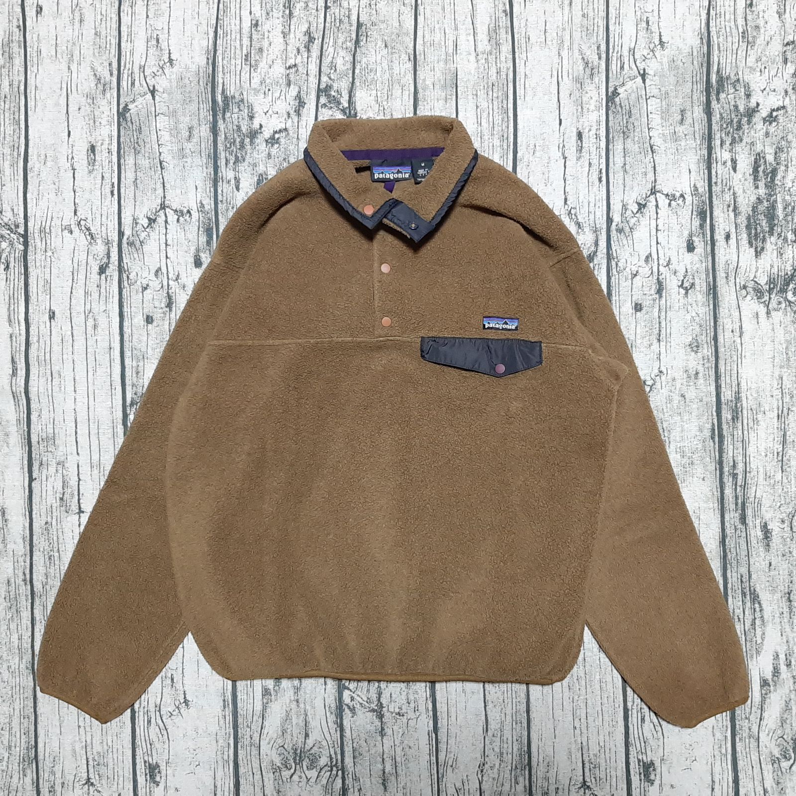 size M】USA製 96年 patagonia シンチラ スナップT ブラウン synchilla