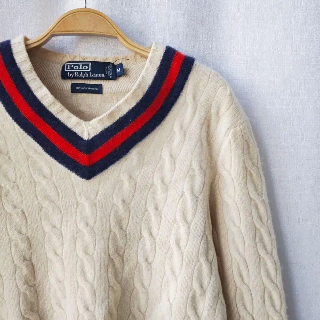 ポロラルフローレン カシミア クリケット ニット アイボリー M