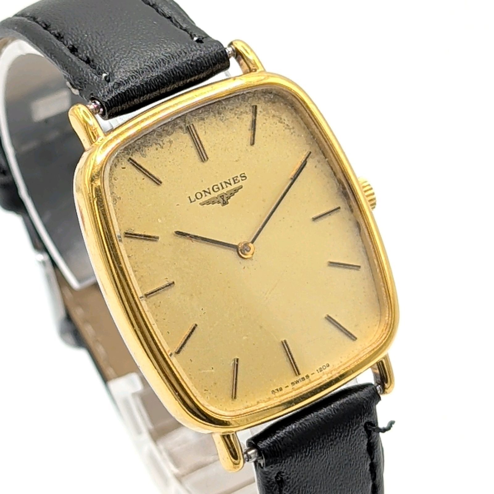 Longines Watch Quartz Men's Square Gold Gold dial Y2K Vintage Not