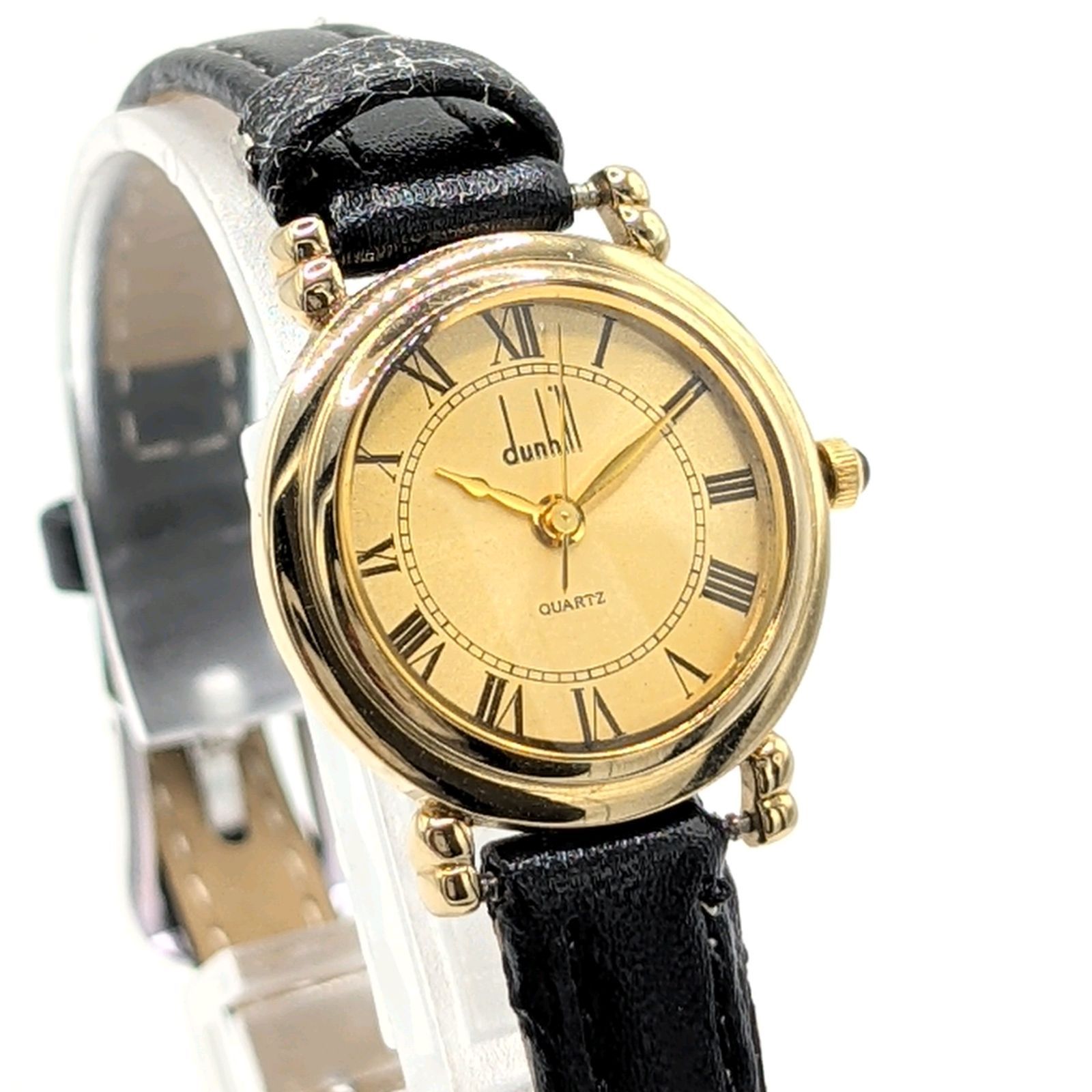 Dunhill Watch Ladies Quartz Round G dial Y 2 K 00 S Vintage Working ダンヒル レディース 時計 クオーツ ラウンド ゴールド ゴールド文字盤 ヴィンテージ 稼働品