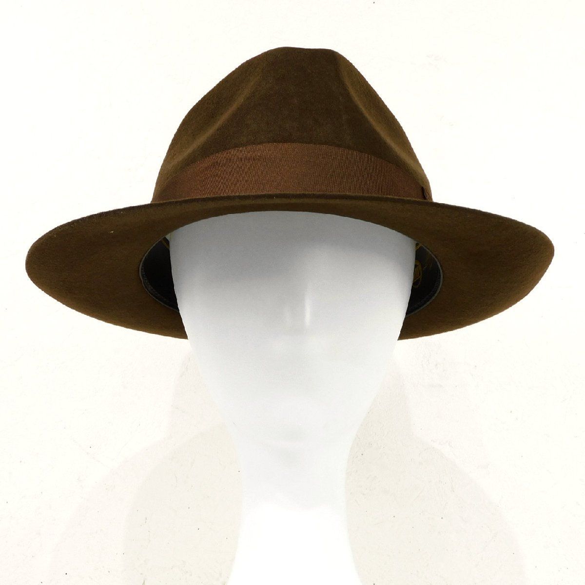 中折れハット 60 cm Lサイズ ハードフェルト ブラウン フェドーラ 紳士ハット ワイドブリム