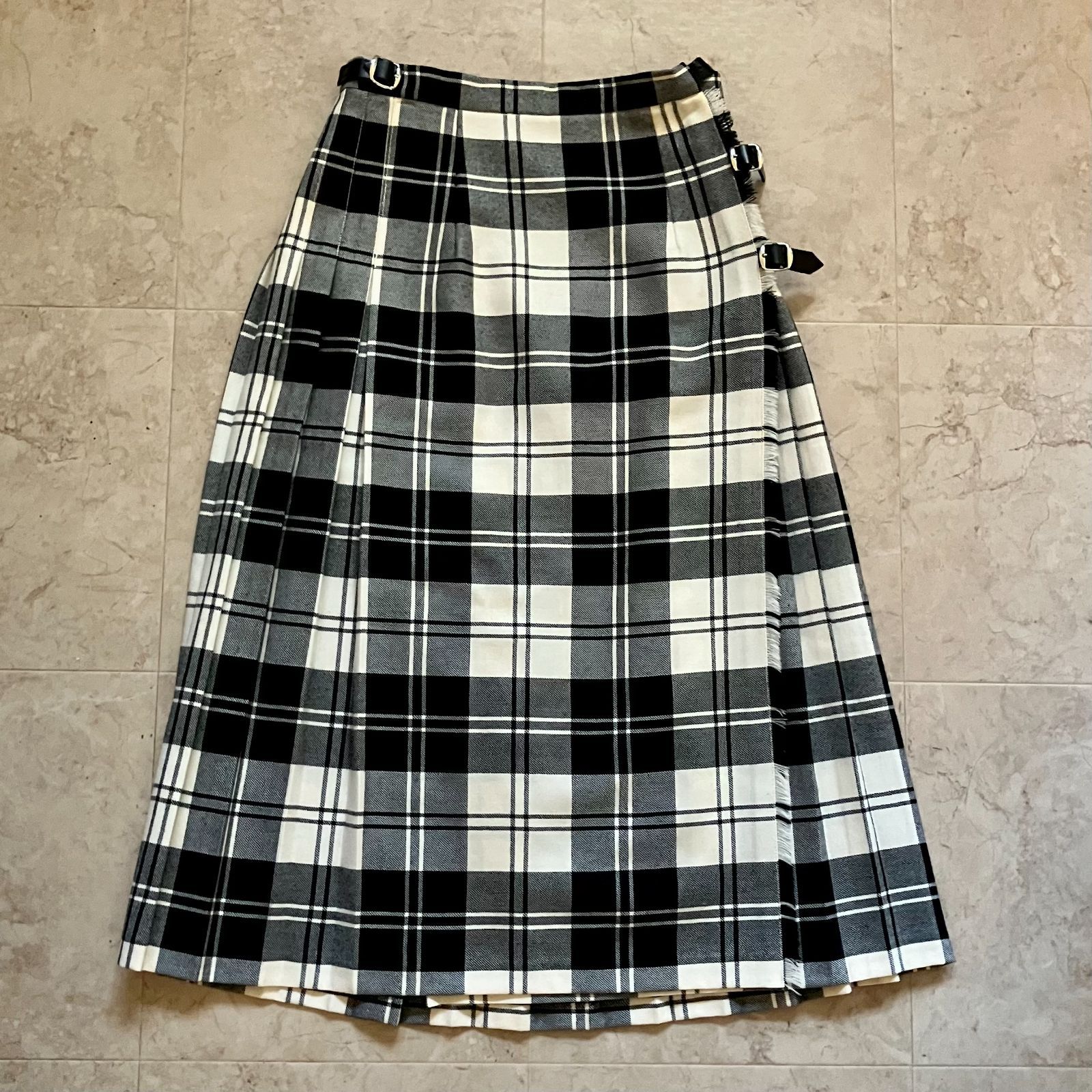 O’NEIL of DUBLIN オニールオブダブリン チェック プリーツ ラップ ロングスカート L ウール100％