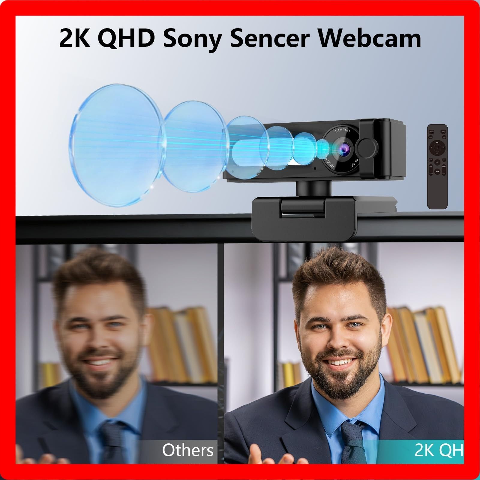 Webカメラ ウェブカメラ デュアルAIノイズキャンセリングマイク付き2 K QHD 2000万画素ウェブカメラ オートフォーカス 自動光補正 超広角120° プライバシーカバー 2560 1440 P 30 fps USBプラグ プレイ