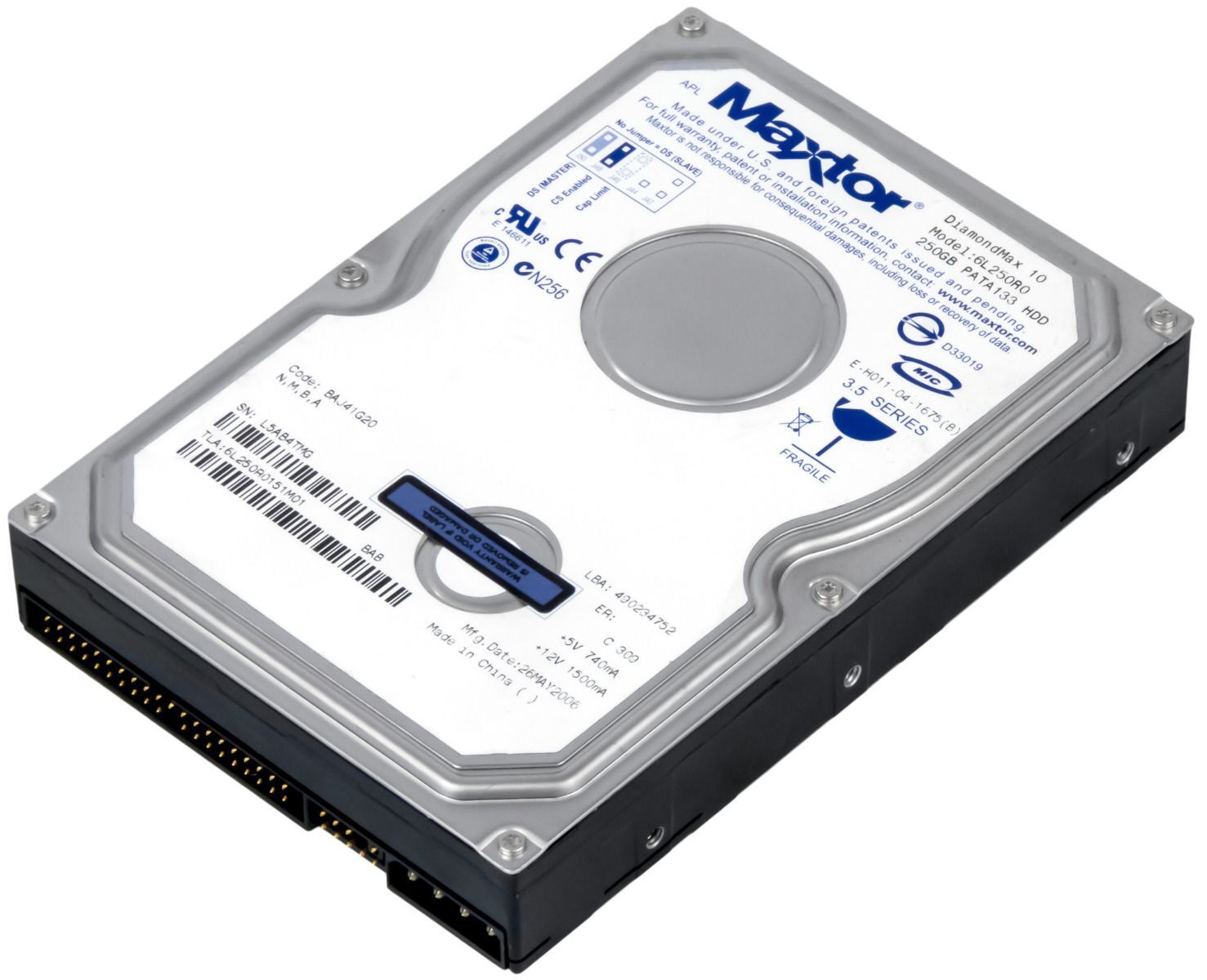 3年保証】Hard Drive Maxtor Diamondmax 10 250GB 7200RPM 16MB ATA