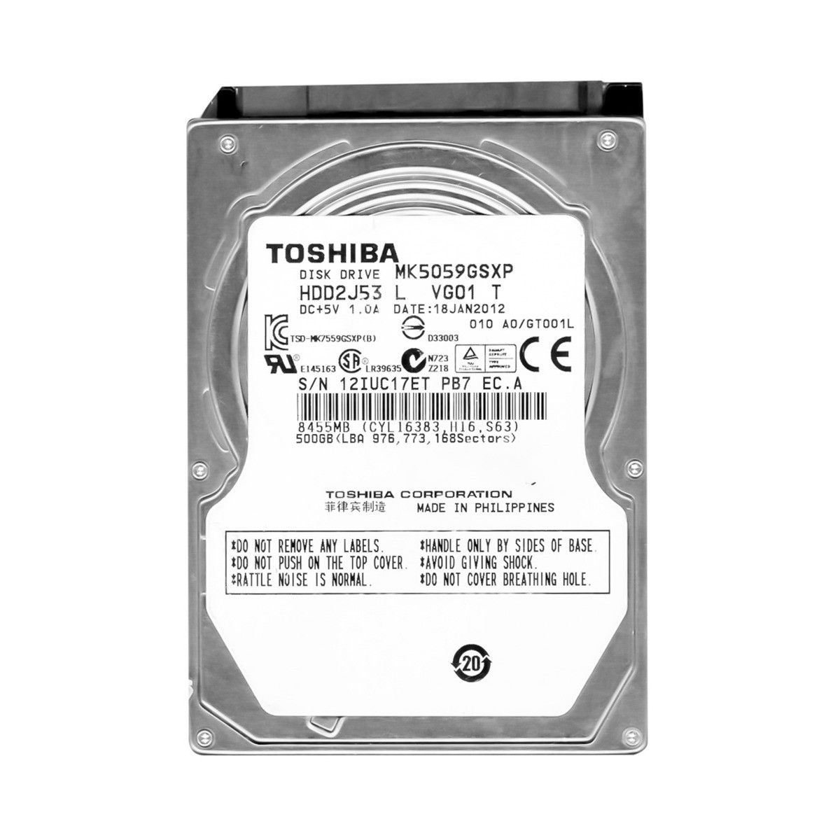 【人気，最新作】 【3年保証】TOSHIBA 500GB 5.4K 8MB SATA II 2.5 MK5059GSXP 内蔵型ハードディスクドライブ