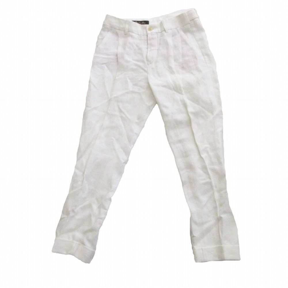 ロロピアーナ FAF 2423 リネン トラウザーパンツ 1タック サイズ36 S ホワイト レディース