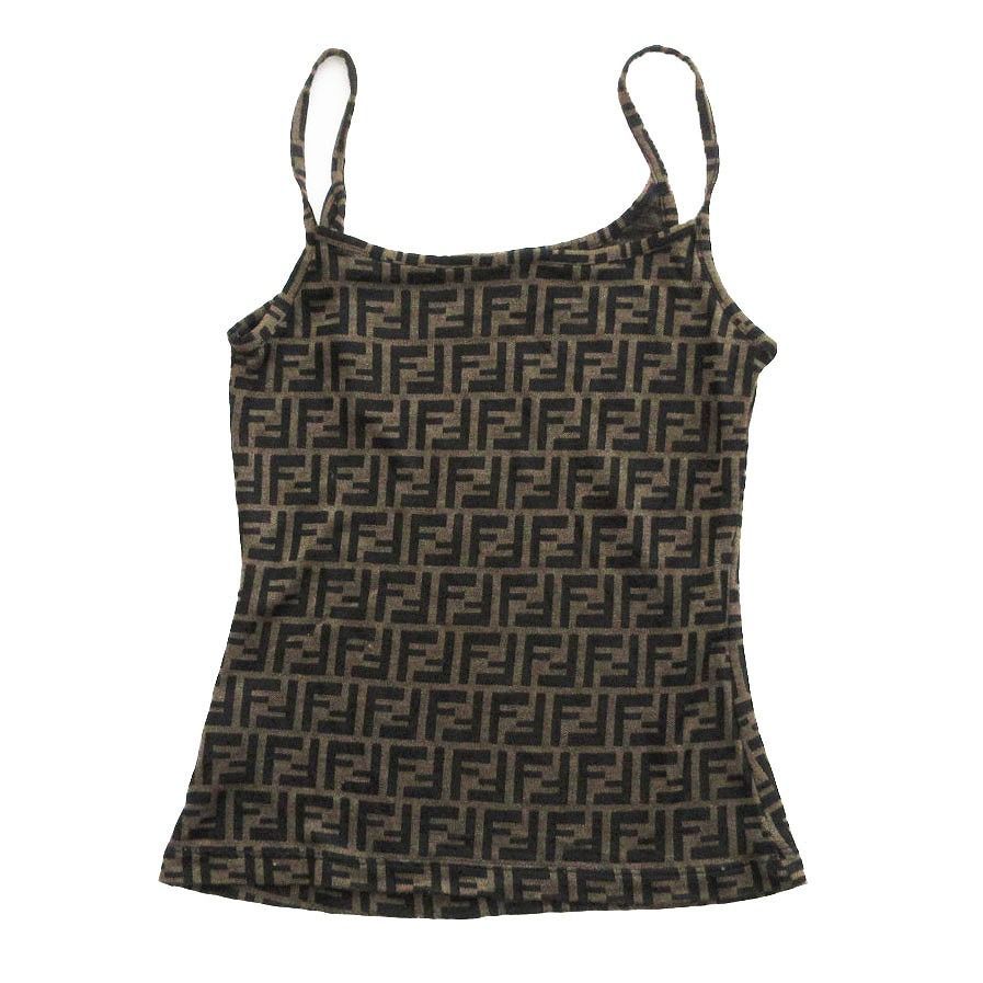 FENDI フェンディヴィンテージ Y 2 K ズッカ柄 総柄 キャミソール ブラウン サイズ40 M レディース