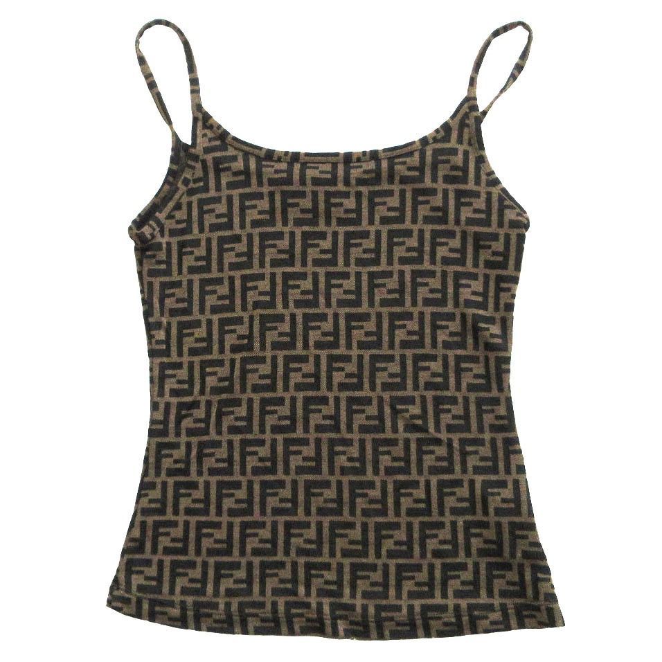 FENDI フェンディヴィンテージ Y 2 K ズッカ柄 総柄 キャミソール ブラウン サイズ40 M レディース
