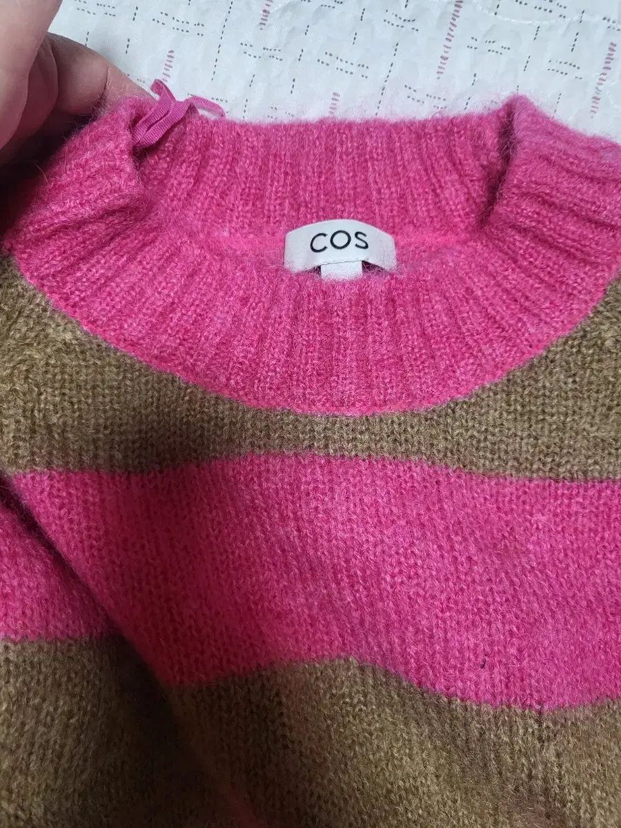 COS ピンク ブラウン ストライプ モヘアニット