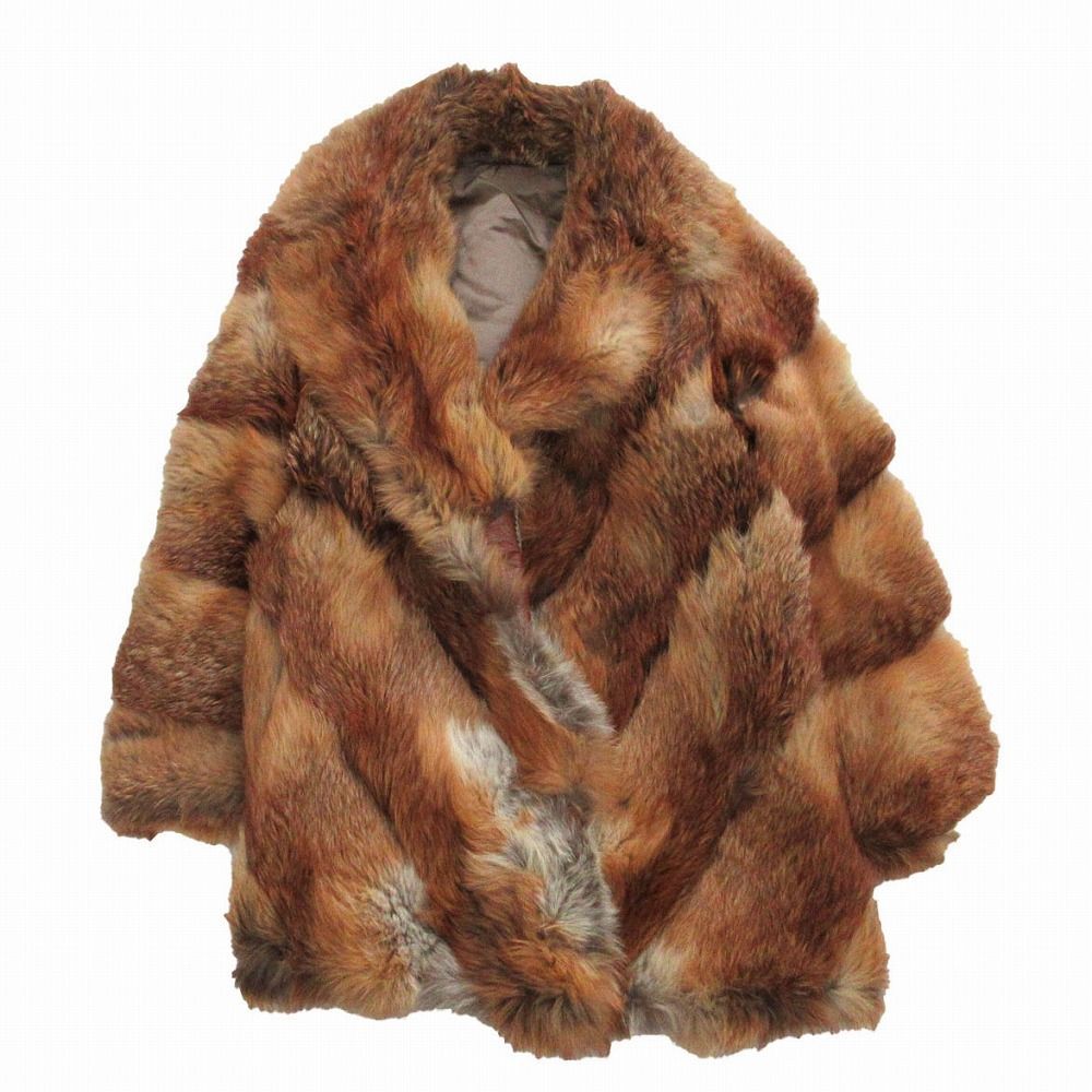 フォックスファー 本毛皮 コート アウター ブラウン サイズ13 L 本物