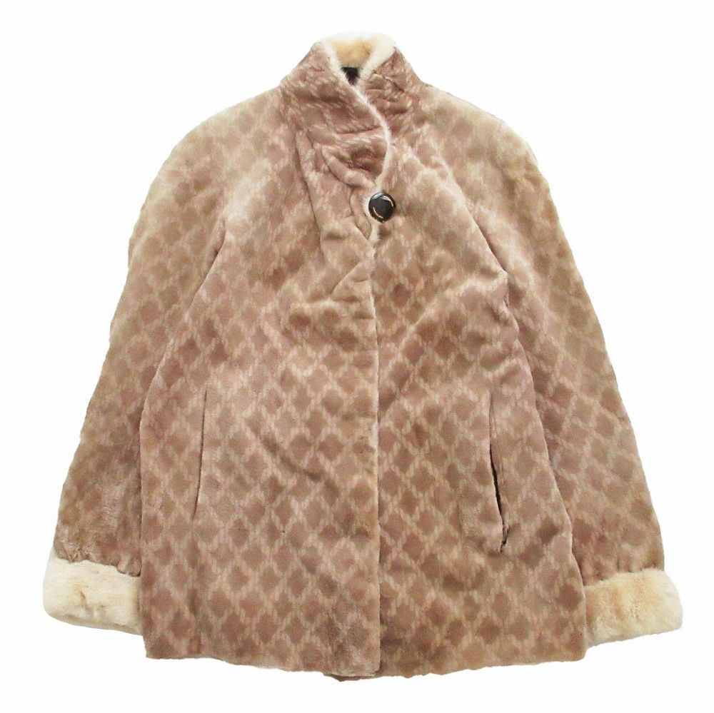 SAGA MINK サガミンク シェアードミンク 本毛皮 ハーフコート 総柄