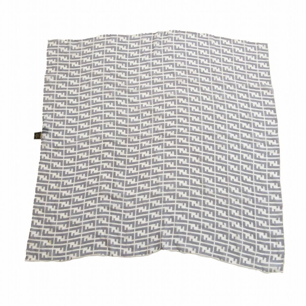 FENDI フェンディ ズッカ柄 総柄 ロゴ スカーフ シルク100% ライト