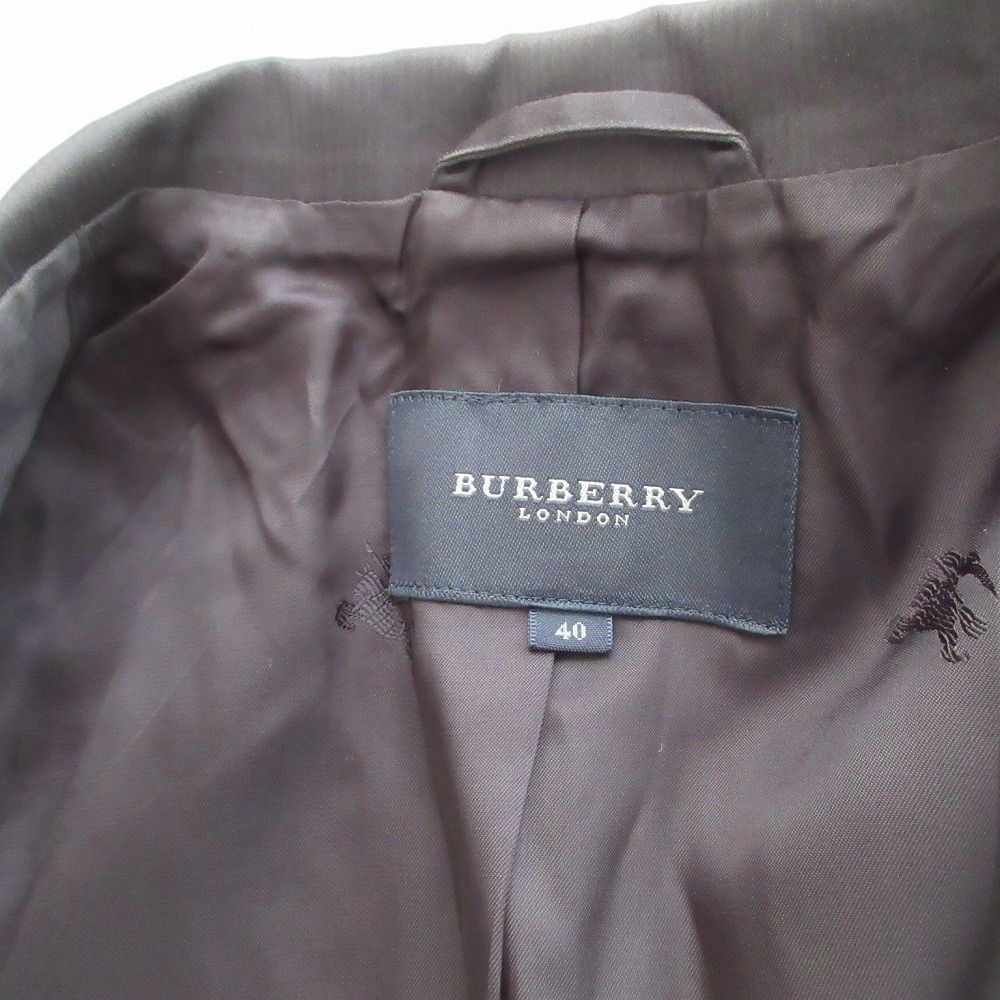 美品 バーバリーロンドン スカートスーツ 裏地シャドーノバチェック ストライプ BURBERRY LONDON バーバリーロンドン シャドーストライプ柄 スカート