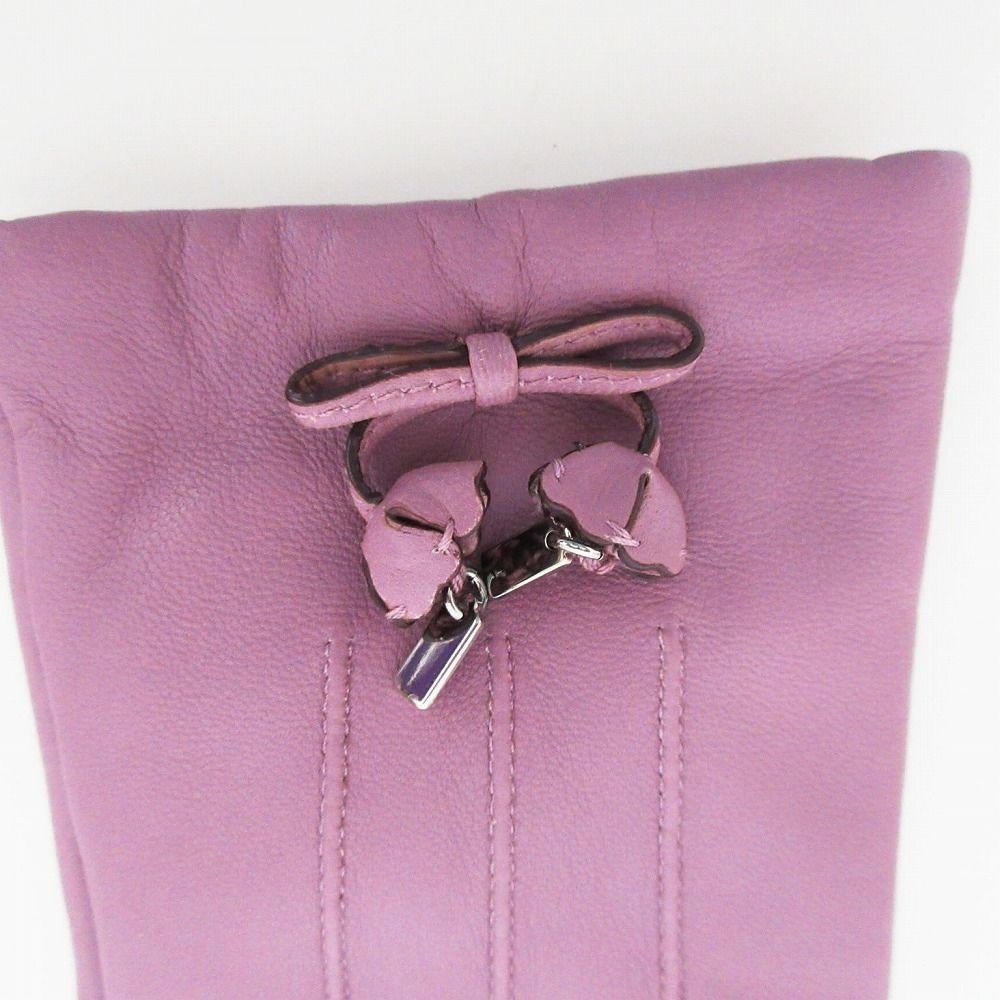 COACH コーチ シープスキン レザーグローブ リボン装飾 F20887