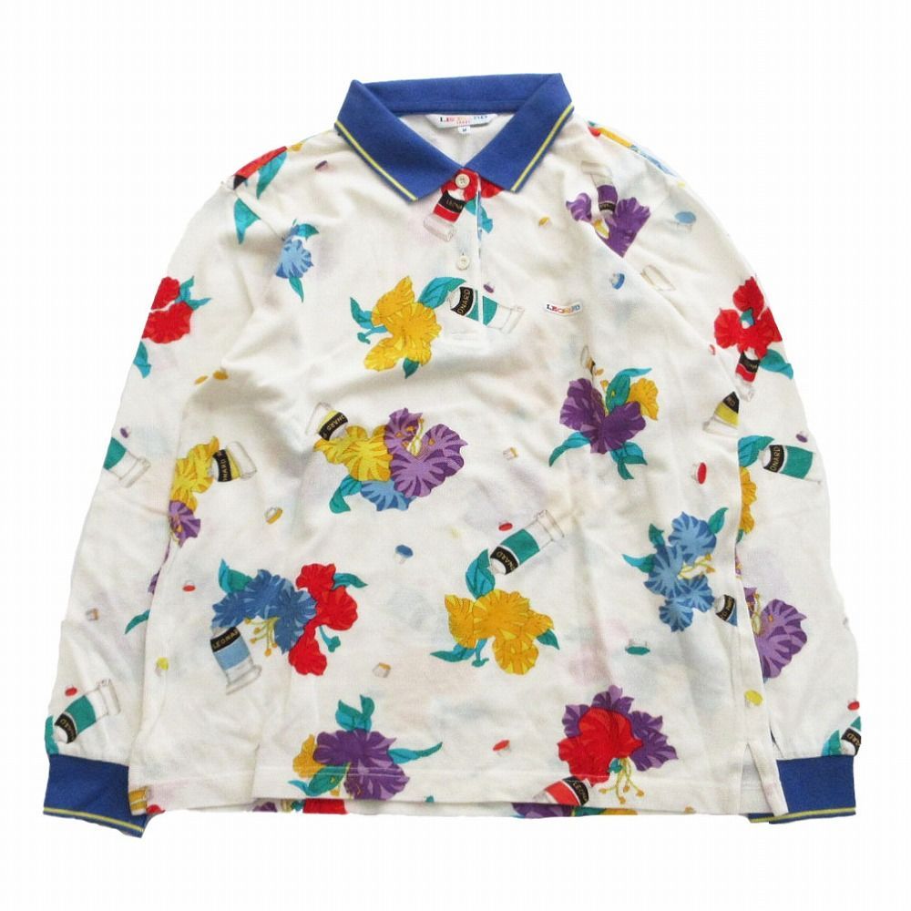 LEONARD レオナール 花柄 ポロシャツ 長袖シャツ 美品 42 LEONARD 花柄 長袖ポロシャツ LEONARD SPORT(レオナールスポーツ) 長袖