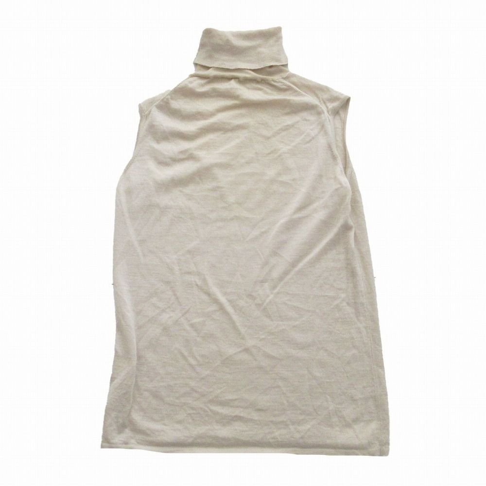 HERMES エルメス マルジェラ期 カシミヤ タートルネック ノースリーブ トップス ライトベージュ サイズXS レディース